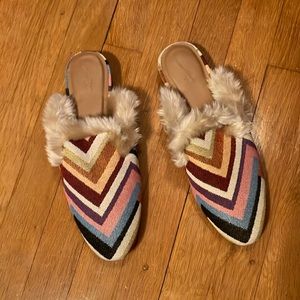 Faux fur mules